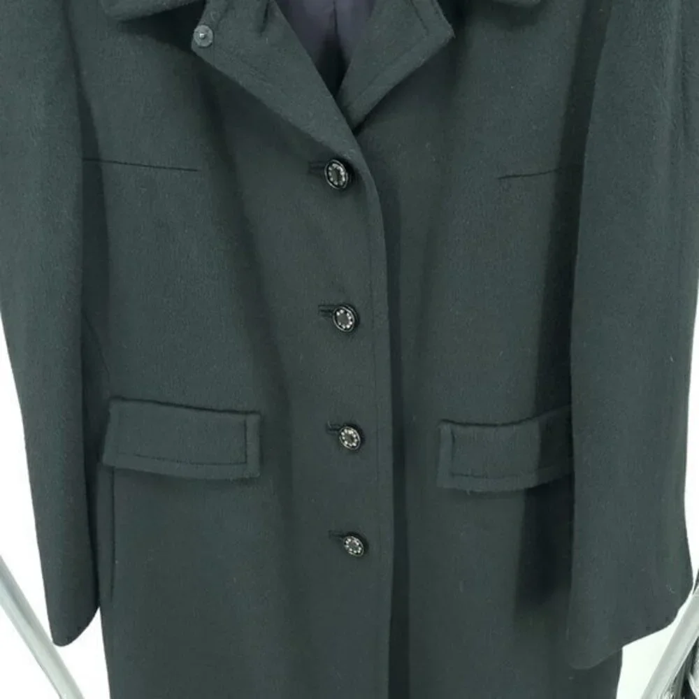 Vintage 100% Baby Llama Pea Coat 10/L Black